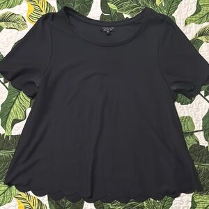 Topshop Black Scallop Hem Women's Top